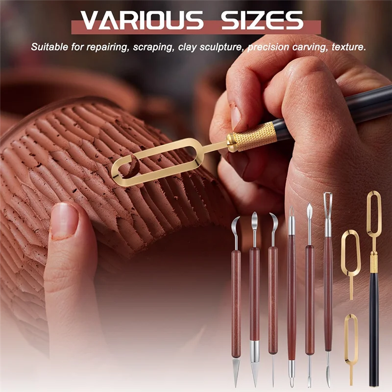 

T98C-7 шт. Набор инструментов для лепки и резьбы из нержавеющей стали с двусторонним лезвием для керамики и резьбы