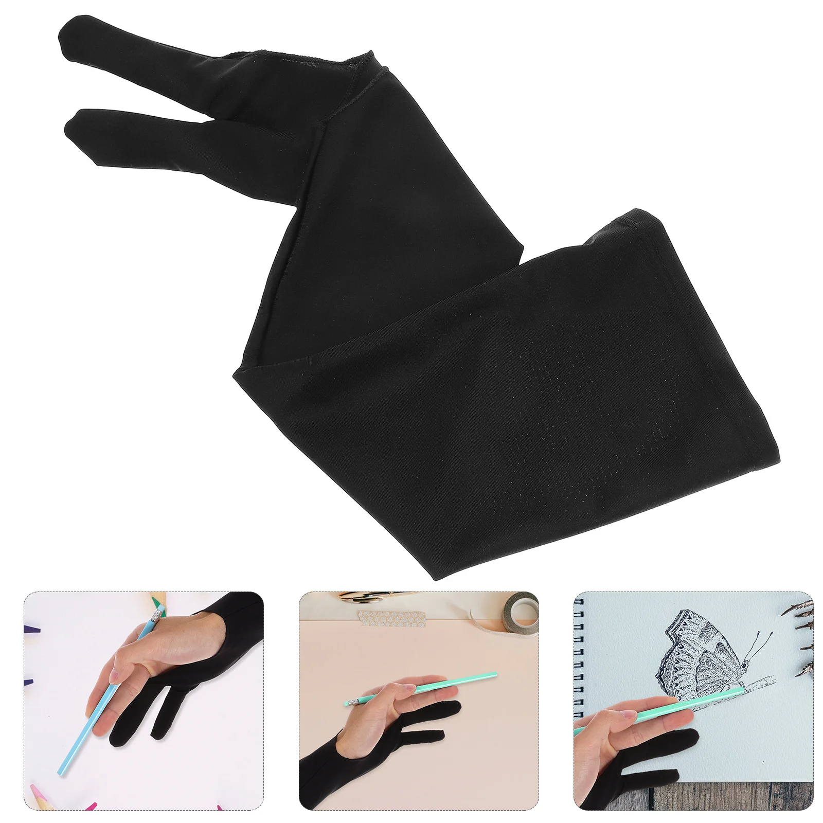 

1pc Artist Drawing Glove Two-finger Glove Tablet Digital Drawing Painting Glove Breathable Flexible Anti-Slip Sketching Glove