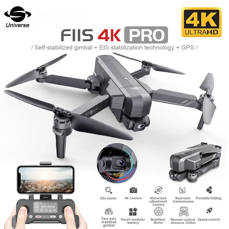 

2024 SJRC F11S 4K Pro Professional Drone Camera 4K 3KM WIFI GPS EIS 2-axis Anti-Shake Gimbal FPV Brushless Quadcopter RC Dron