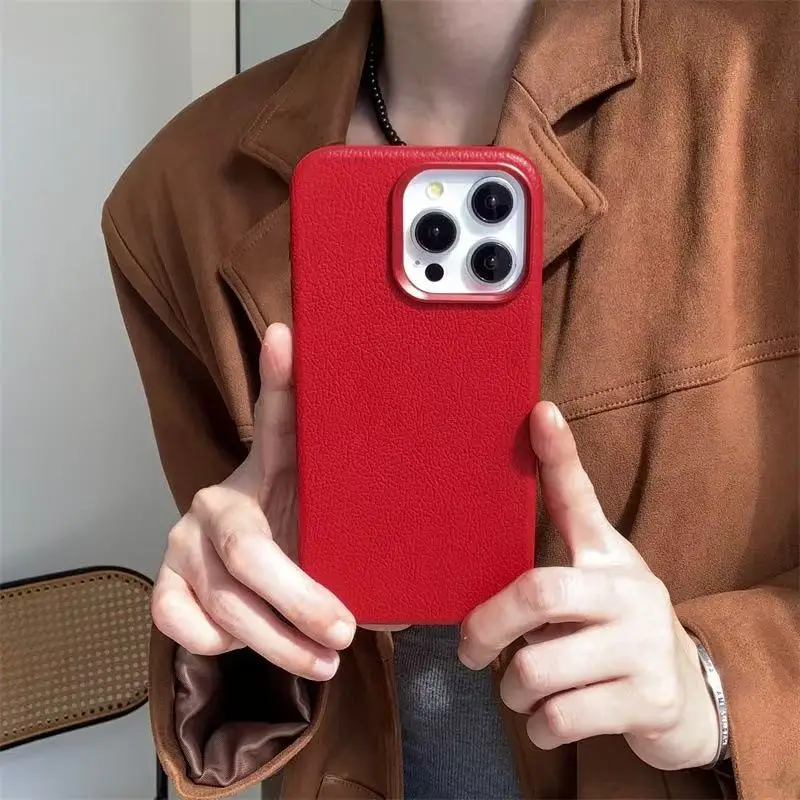 For Magsafe Lychee Texture PU Leather Case For iPhone 17 15 14 16 Pro Max 13 Magnetic Wireless Charging  Back Cover Phone Case view 5