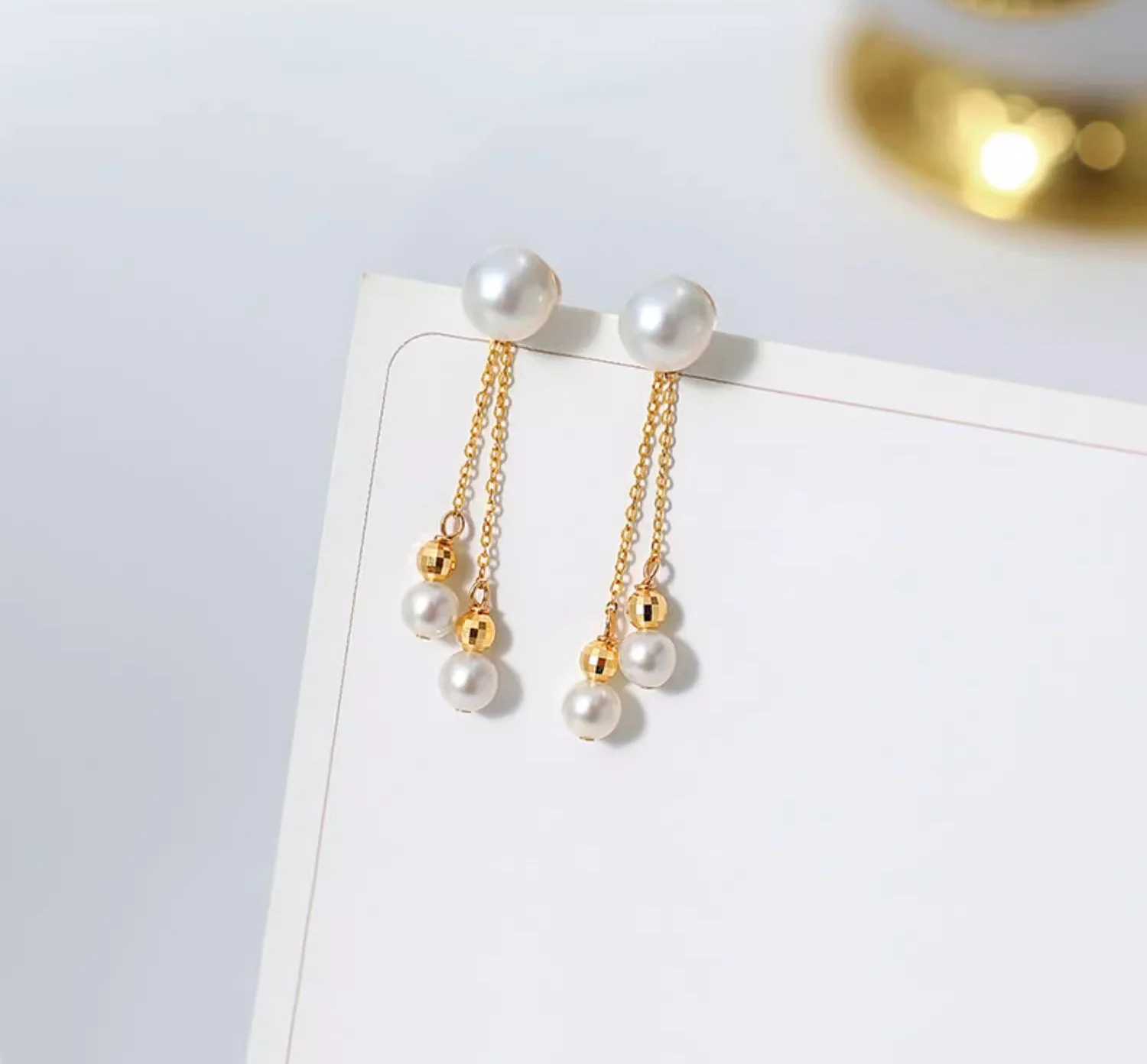 

Upscale Jewelry Pure 18K Gold Natural Freshwater Pearl Earrings Au750 Women's Earrings Wedding Anniversary Exquisite Gift EC1057
