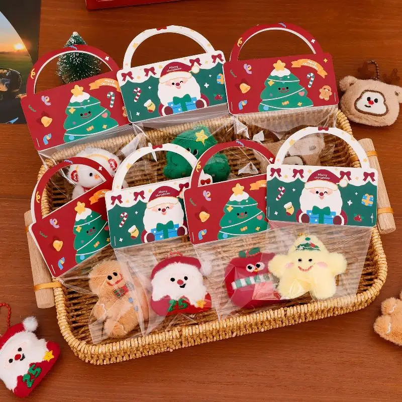 Christmas Plush Ornament Cute Santa Claus Snowman Stars Keychain Backpack Hanging Decor Gift For Friends Portable Bag Pendant