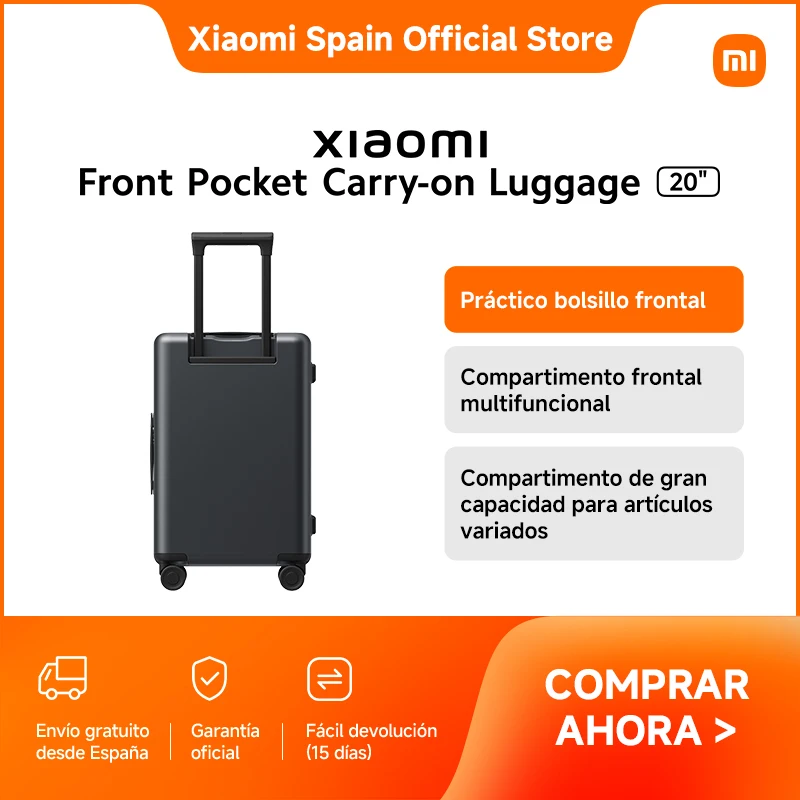 Oficial | Xiaomi Front Pocket Carry-on Luggage 20", Práctico bolsillo frontal, Compartimento frontal multifuncional, Compartimento de gran capacidad para artículos variados