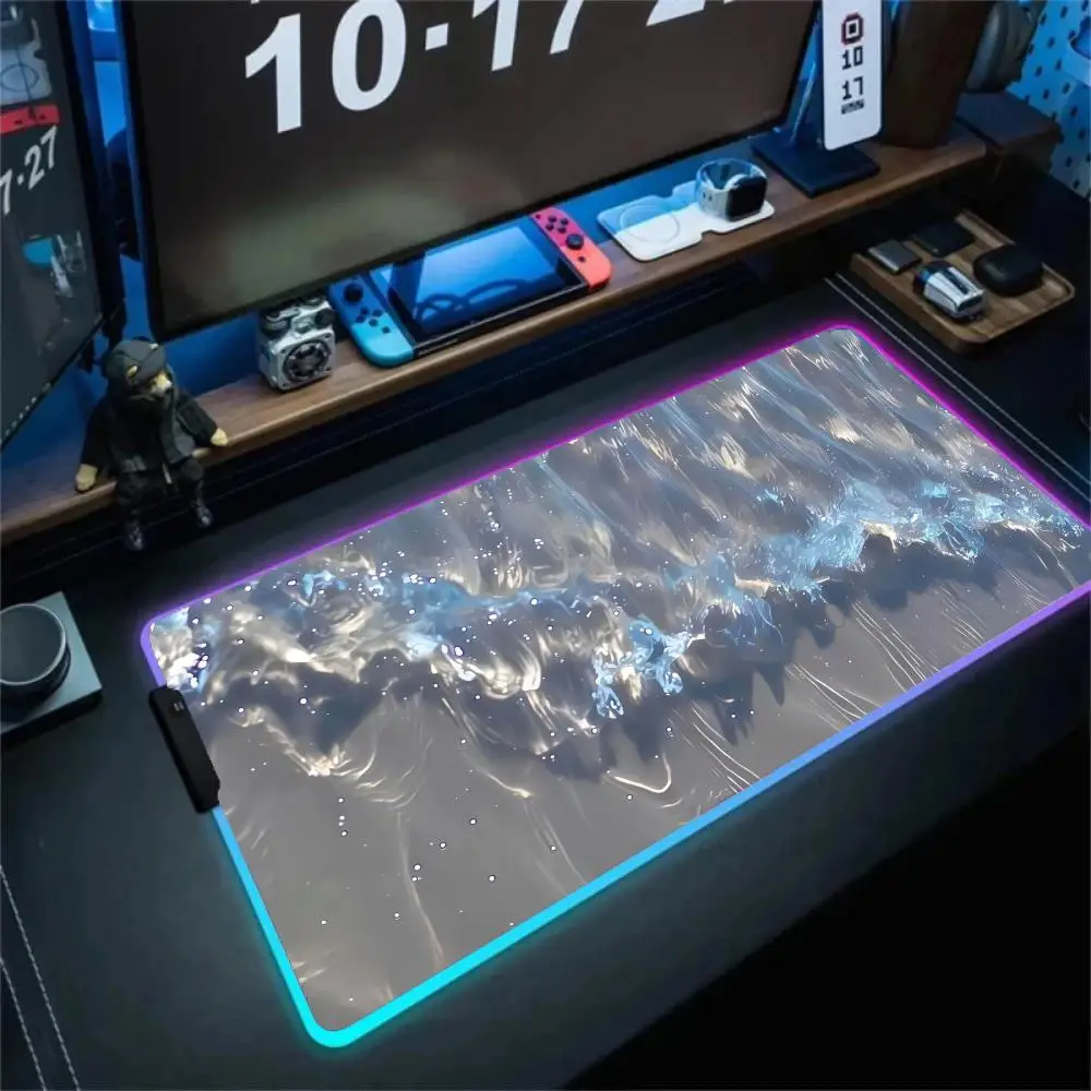 

Dreamy Waves Mouse Pad XXL RGB Gaming Mouse Pad Gamer Accessories Large LED Light Mousepads PC Computer Desk Mat with Backlit