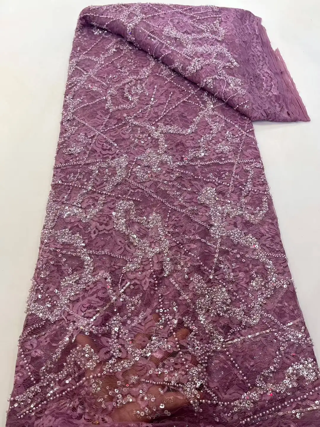 قماش دانتيل أفريقي فاخر 2025 جودة عالية الترتر الخرز أقمشة الدانتيل لحفل الزفاف النيجيري الفرنسية تول أقمشة الدانتيل