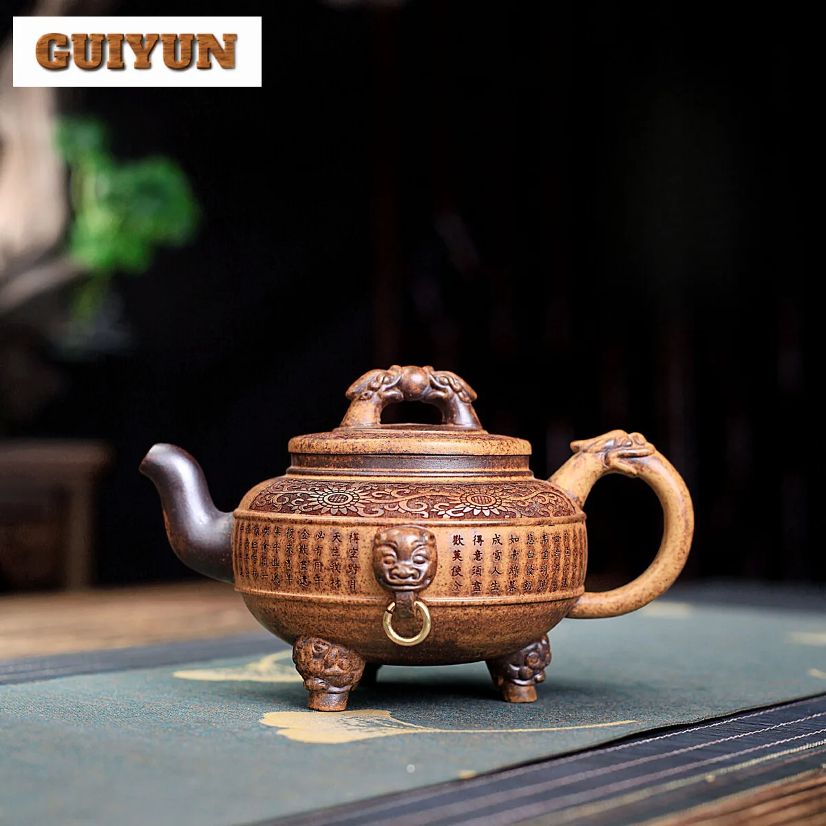 

400ml Yixing Purple Clay Teapots Handmade Tripodia Pot Raw Ore Wood-fired Porcelain Mud Kettle With Strainer Zisha Teaset Craft