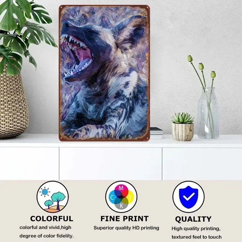 Wild Dog Paintings Room Decor Custom Metal Signs Decoration Wall Art Mural Vintage Tin Signs for Bar Garage Game Room Decoration