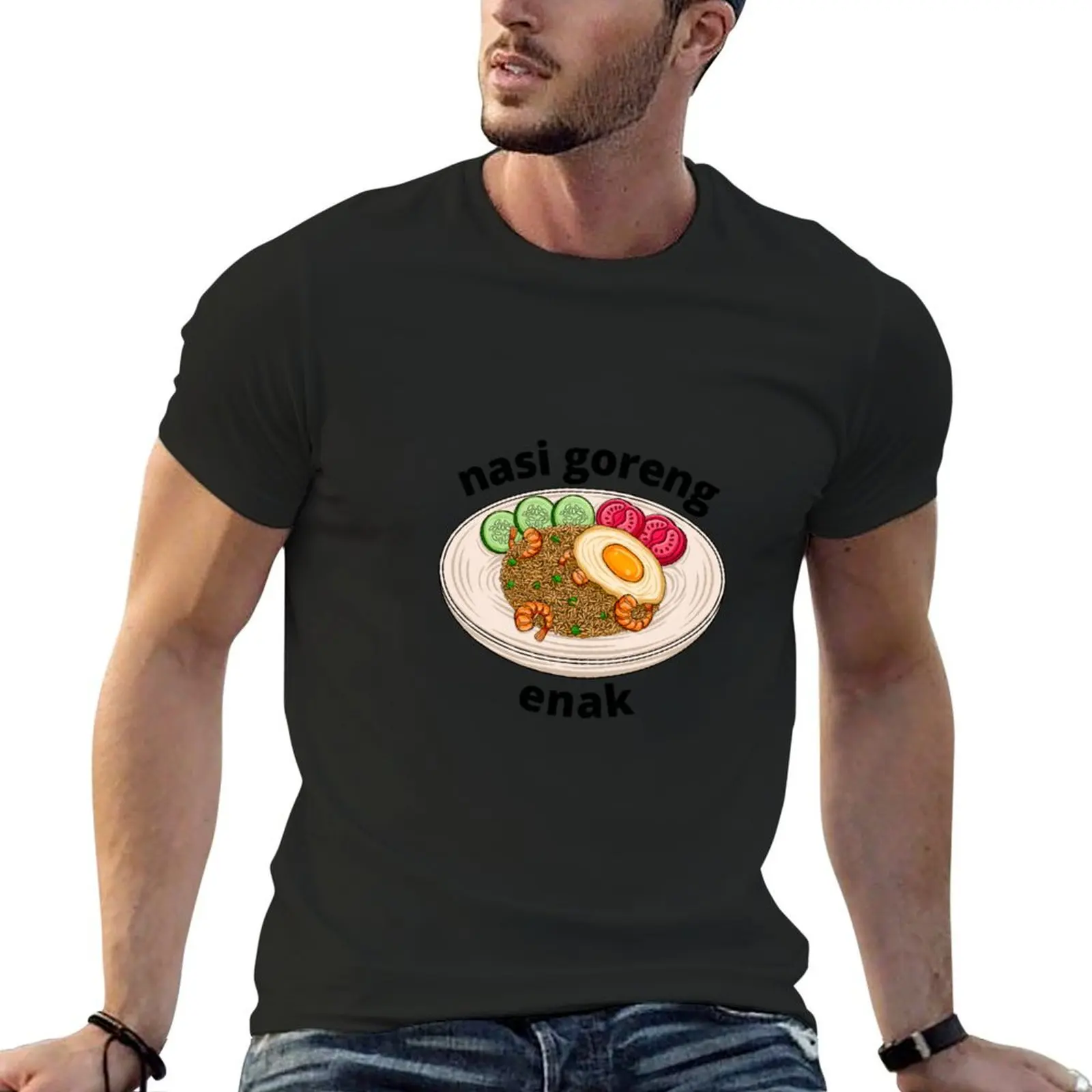 

nasi goreng, enak T-Shirt graphic t shirt vintage anime mens plain t shirts