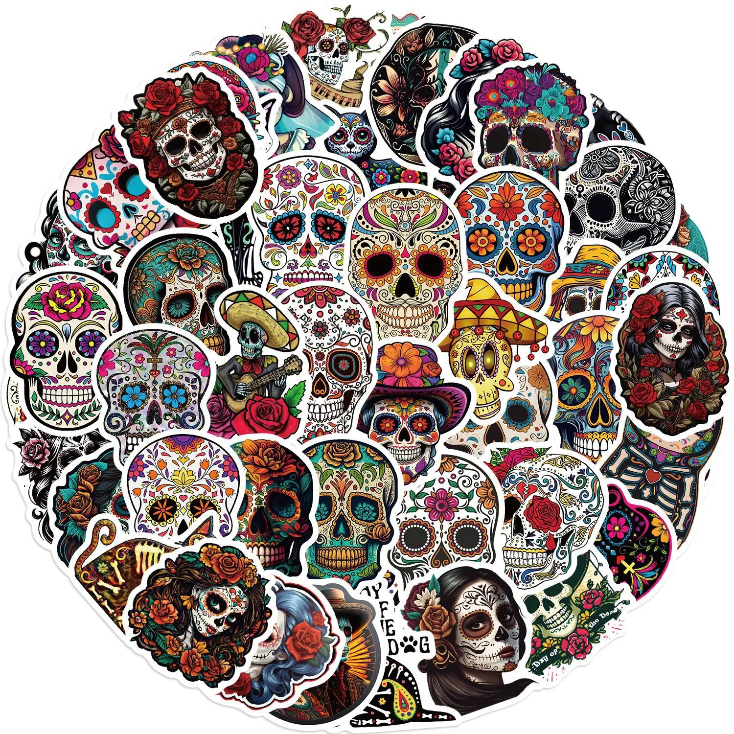 10/30/50PCS Day of the Dead Stickers Skull Graffiti DIY Scrapbook Luggage Laptop Guitar Car Bike Skateboard Sticker Waterproof