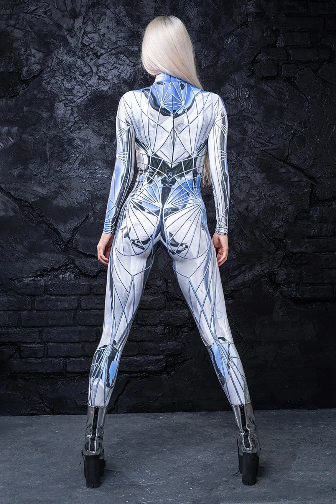 Damenkleidung Maskerade 3D-Gedrucktes Halloween-Karneval-Horror-Skelett-Cosplay-Kostüm Enger Jumpsuit Zentai-Bodysuit – Detail 6