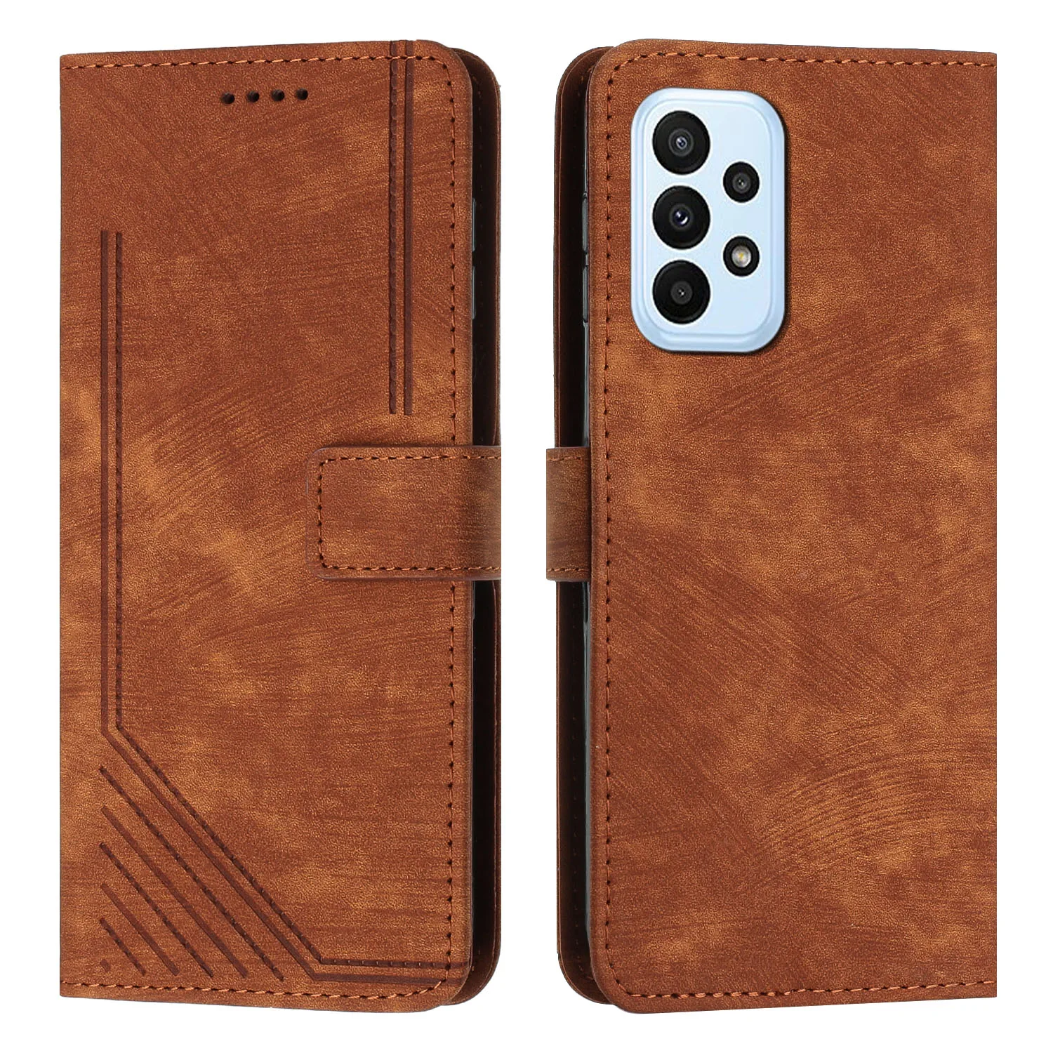 

For Samsung Galaxy A23 / M13 4G / M23 / F23 5G phone case skin feel line terms silicone clamshell leather case