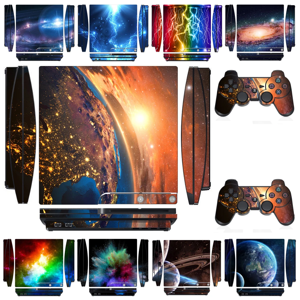 Protector de vinilo Starry Sky 3151 para Sony PS3 Slim PlayStation 3 Slim y 2 controller skins Stickers