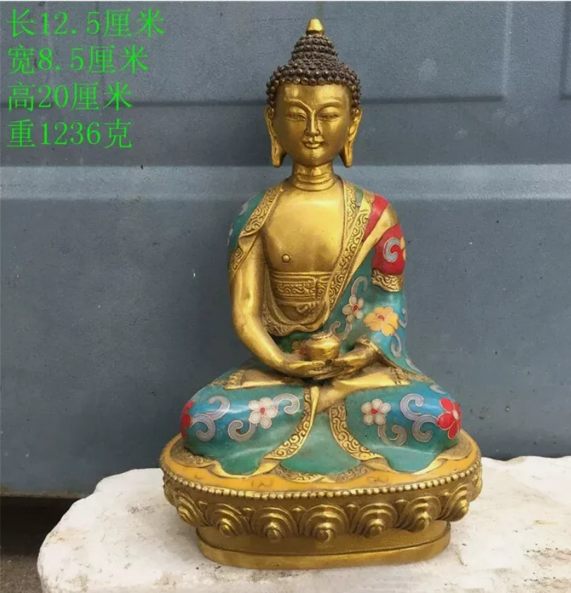 8inch cloisonne Amitabha Buddha bowl copper blessed treasures Buda Statue