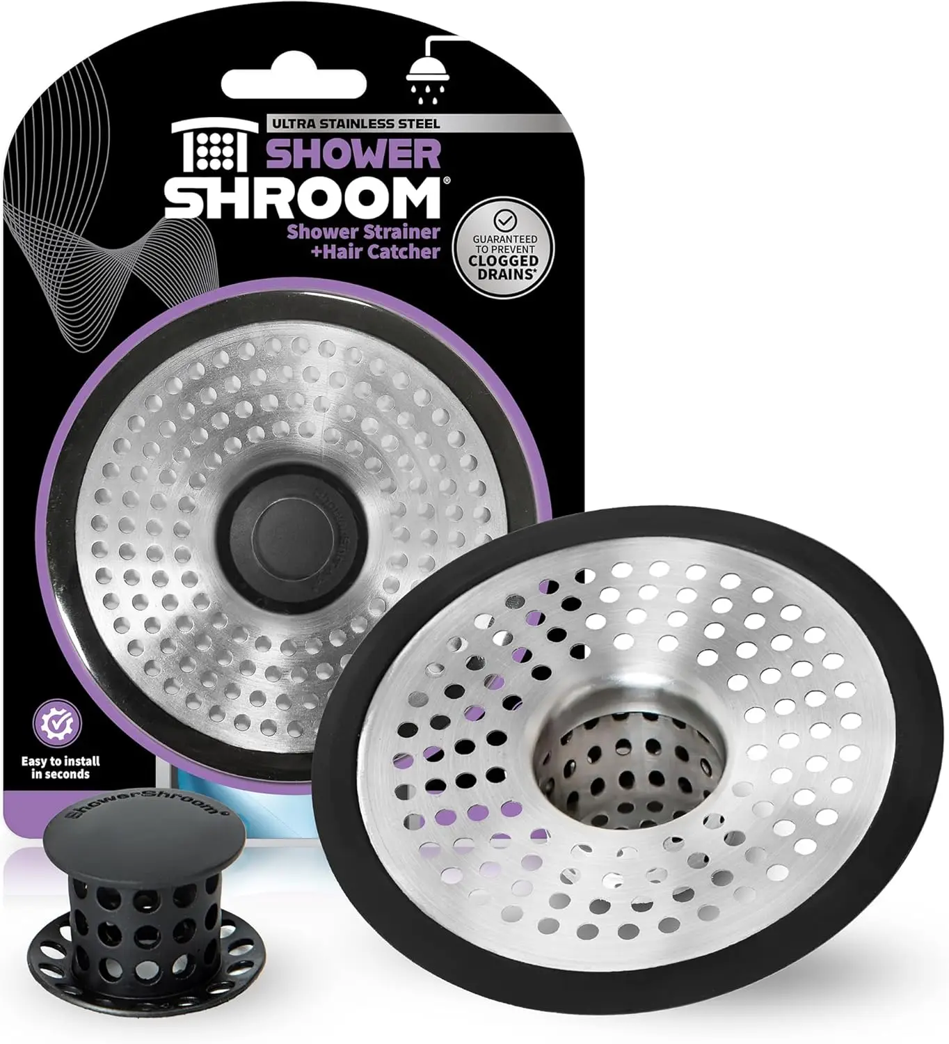 

Ultra Revolutionary Shower Hair Catcher Drain Protector, Stainless Steel, No Size Needed