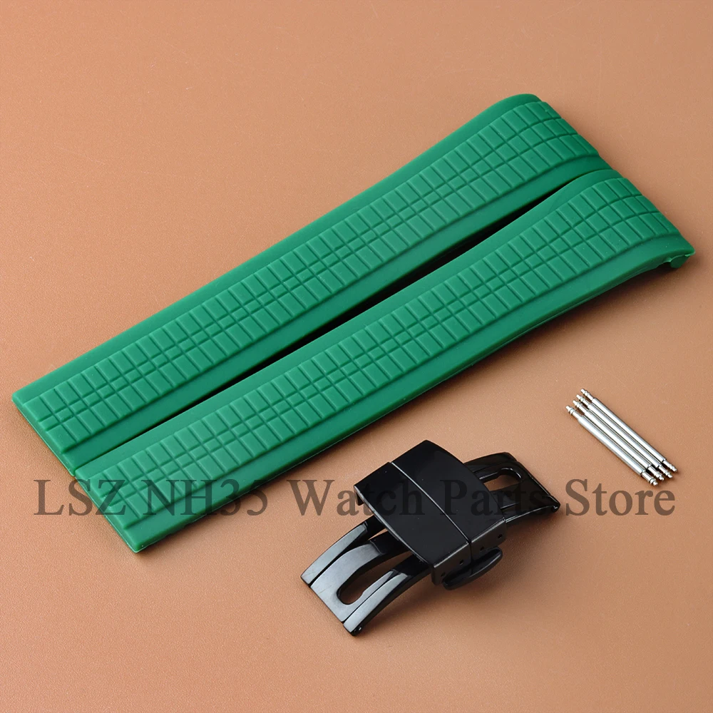 21 ミリメートル NH35 ハイト品質ゴム時計バンドステンレス鋼バックルスポーツストラップアクアノート NH35 NH36 交換時計部品