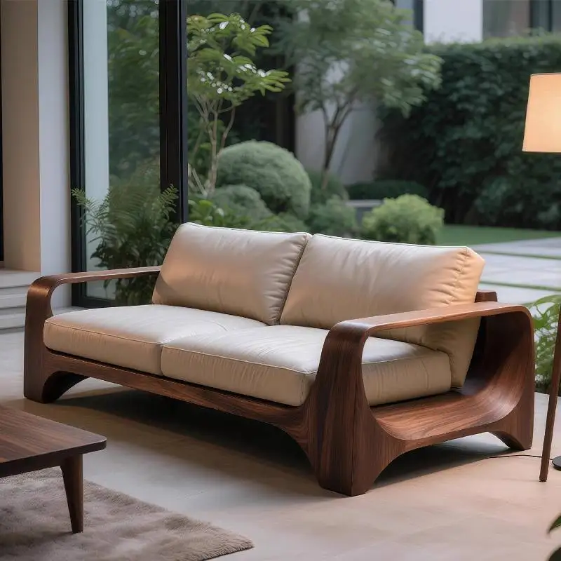 Sofás Clásicos de Madera para Sala de Estar, Blancos, Minimalistas, Estilo Nube, Sofás de Madera para Salón, Muebles para el Hogar