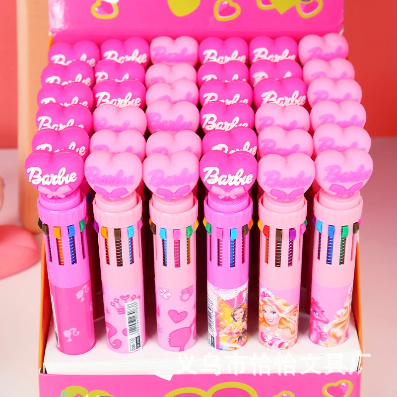 Barbie Pen 10 Kleur Balpen Cartoon Roze Meisjes Student Schrijf Benodigdheden Studenten Briefpapier Terug Naar School Cadeau Pop Speelgoed