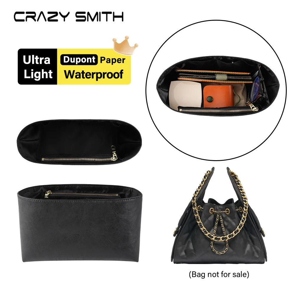 

CRAZYSMITH Purse Insert Bag Organizer for Chanel 25 Bag Dupont Paper Anti-wear Portable Storage Handbag Liner Bag Support Shaper