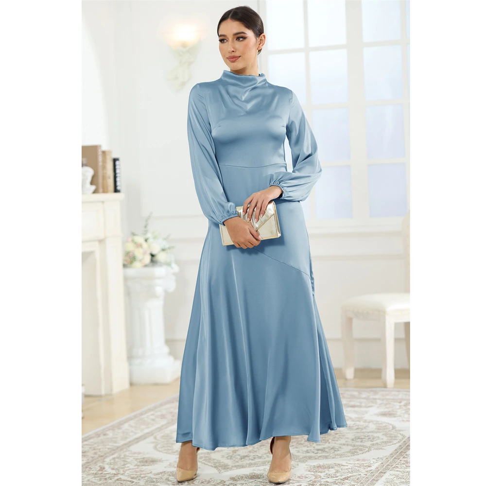 Satin Abaya einfarbig bescheidene Mode Eid Ramadan islamische Kleidung grundlegende muslimische Frauen Kleid einfache Kaftan Dubai Truthahn Kleider