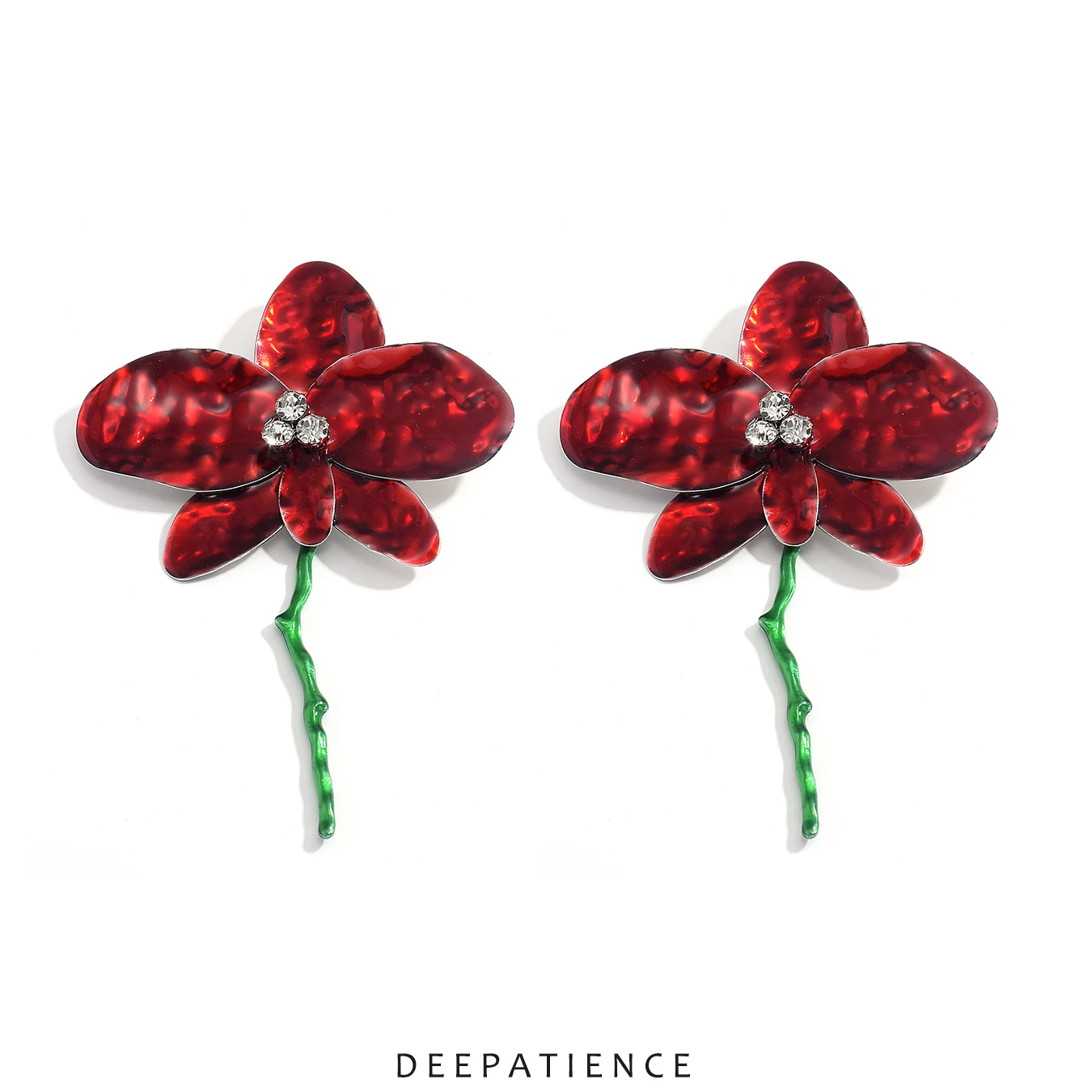 

DEEPATIENCE Exaggerated Large Red Flower Earrings for Women Trendy Long Drop Statement Earrings Fashion Wedding Party Jewelry