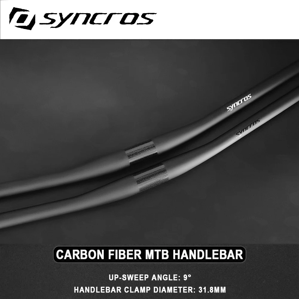 Syncros Carbon Fiber Mtb Handlebar 9 Degree 31.8mm Mountain Bike Handlebars Matte Flat Bicycle Handlebars Bike Accessories