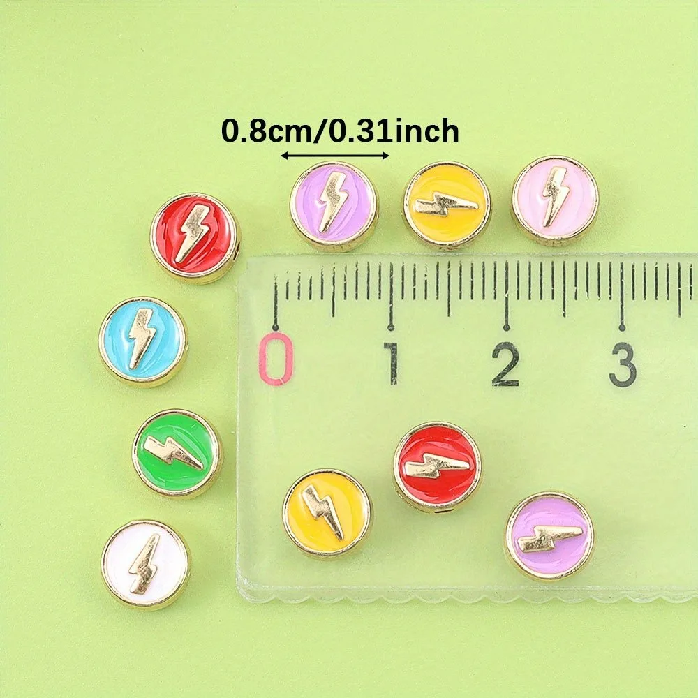 4/16/32 قطعة متعدد الألوان شقة مستديرة البرق نمط الخرز الزخرفية ، أساور يدوية الأقراط ، عيد الحب هالوين اكسسوارات #4