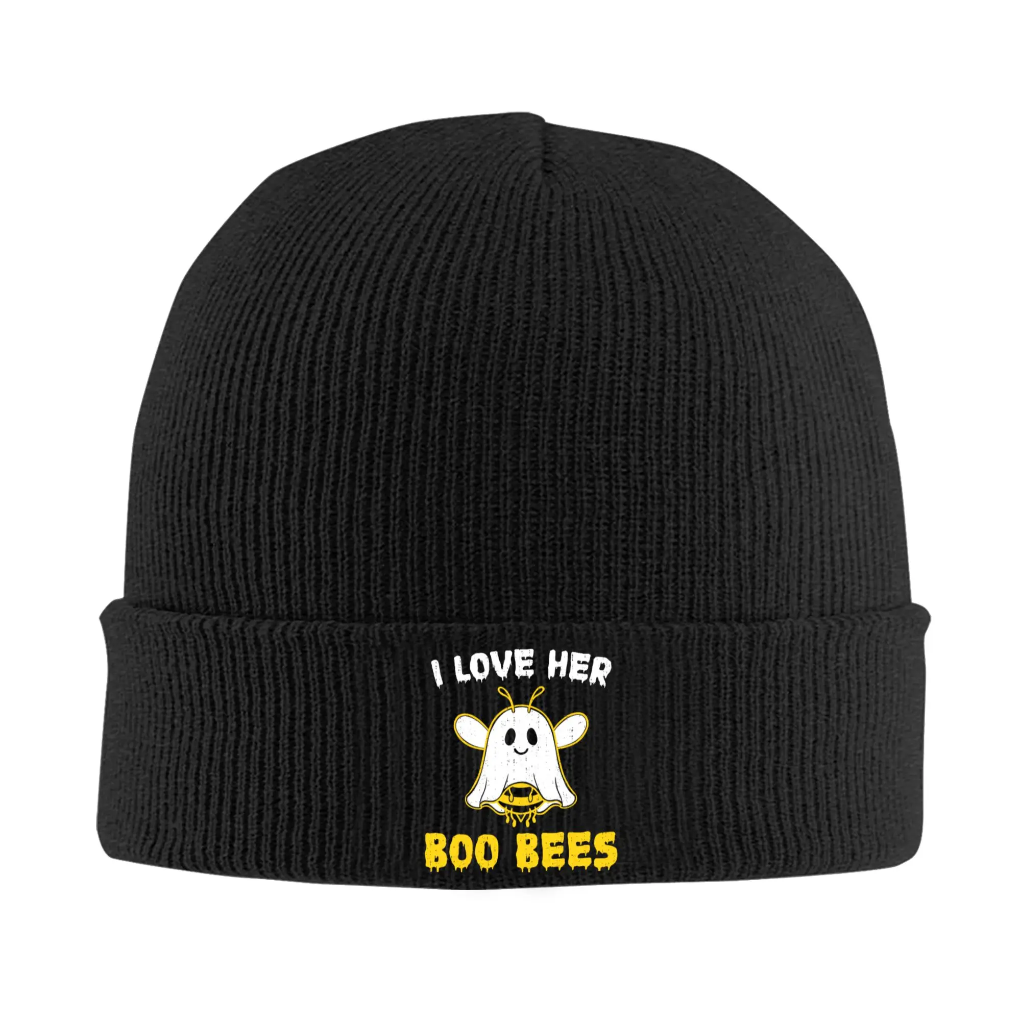 Funny I Love Boo Bees Halloween Costume Hat Autumn Winter Beanies Warm  Caps Men Women Acrylic Knitted Hat