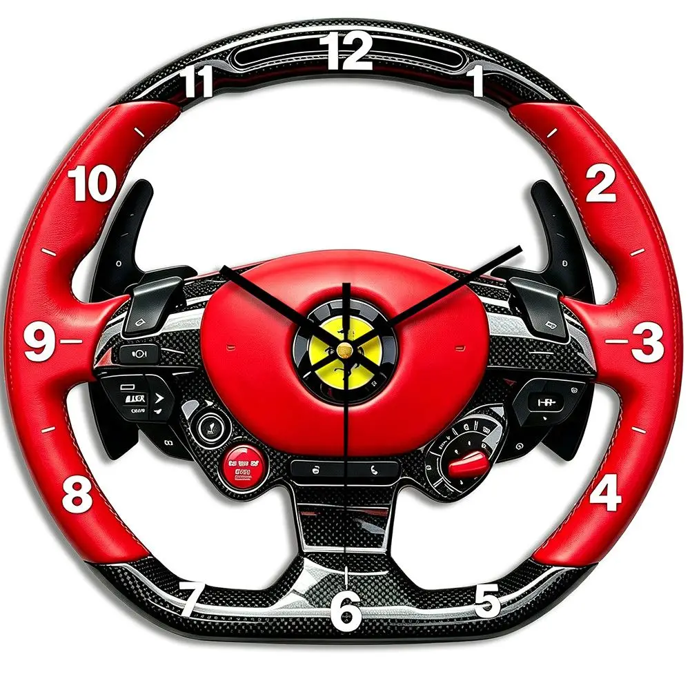 14inch Car Steering Wheel Flat Wall Clocks, Non-three-dimensional Personalized Clock Industrial Wind Workshop Decorative Clock