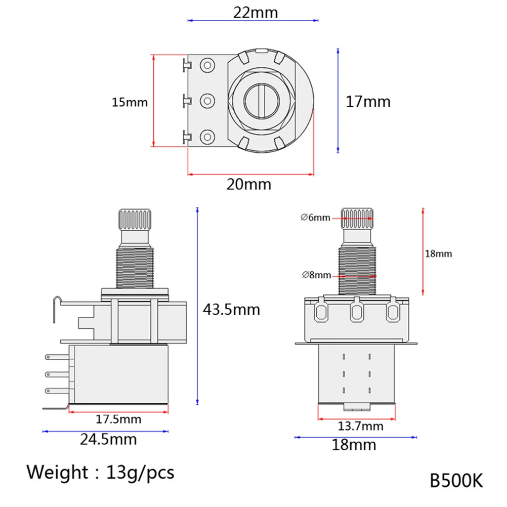 

Logarithmic Potentiometer Guitar Tone Control Volume Push Pull Potentionmeter Amp Upgraded Part