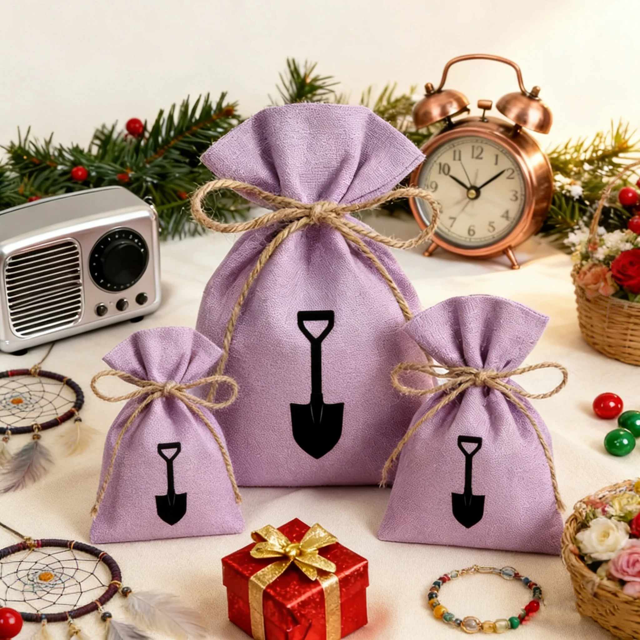 

100 шт. Мешочки для ювелирных изделий с индивидуальным логотипом, фиолетовые, из органического хлопка, муслиновые, для путешествий, органайзеры, холщовые мешочки на шнурке для ключей и подарков