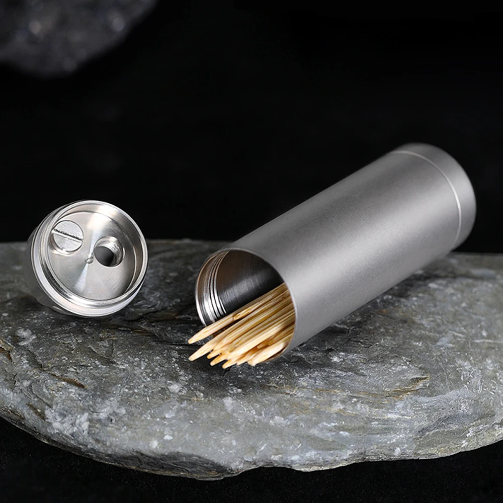 quick-opening toothpick box,Waterproof toothpick holder, titanium alloy medicine box, EDC pill holder,titanium box