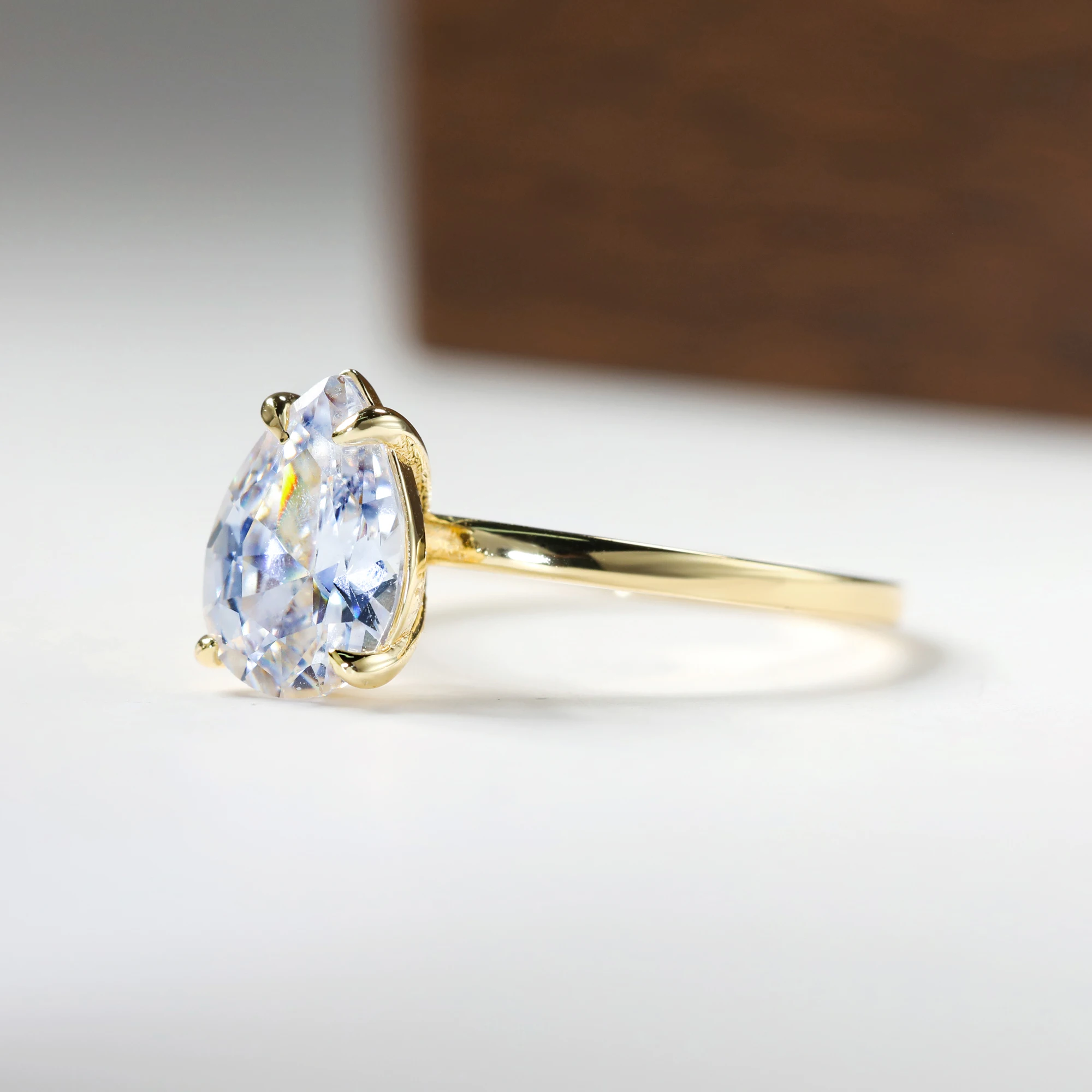 Waterdrop 925 Sterling Silver 1ct-3ct Moissanite Engagement Ring for Woman D Color VVS1 14K Gold Plated Gifts with Certificate