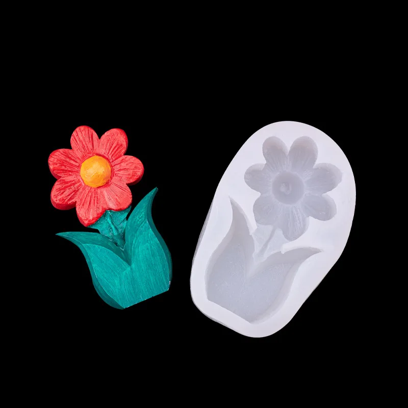 Three-Dimensional Small Flower Silicone Mold Plaster Car Aromatherapy Candle Table Holder Notebook Accessories Resin Mould A186