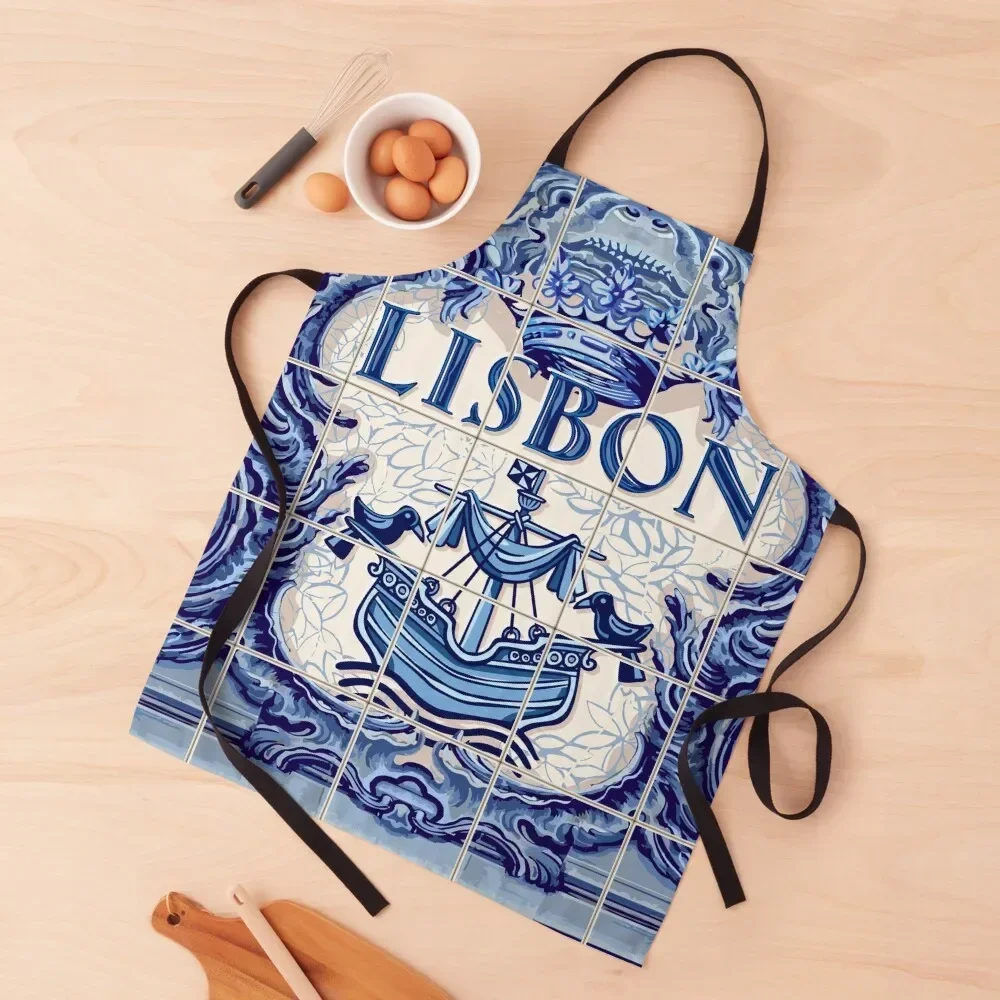 

Portugal Lisbon Lisboa Azulejo Azulejos Tiles Apron For Cooking Smock for hairdressing custom women's kitchen Apron