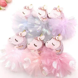 5pcs/lot Kawaii Glitter Unicorn Patch Gauze Dresses Unicorn Accessories DIY Headwear Clothing Decorative Appliques Material