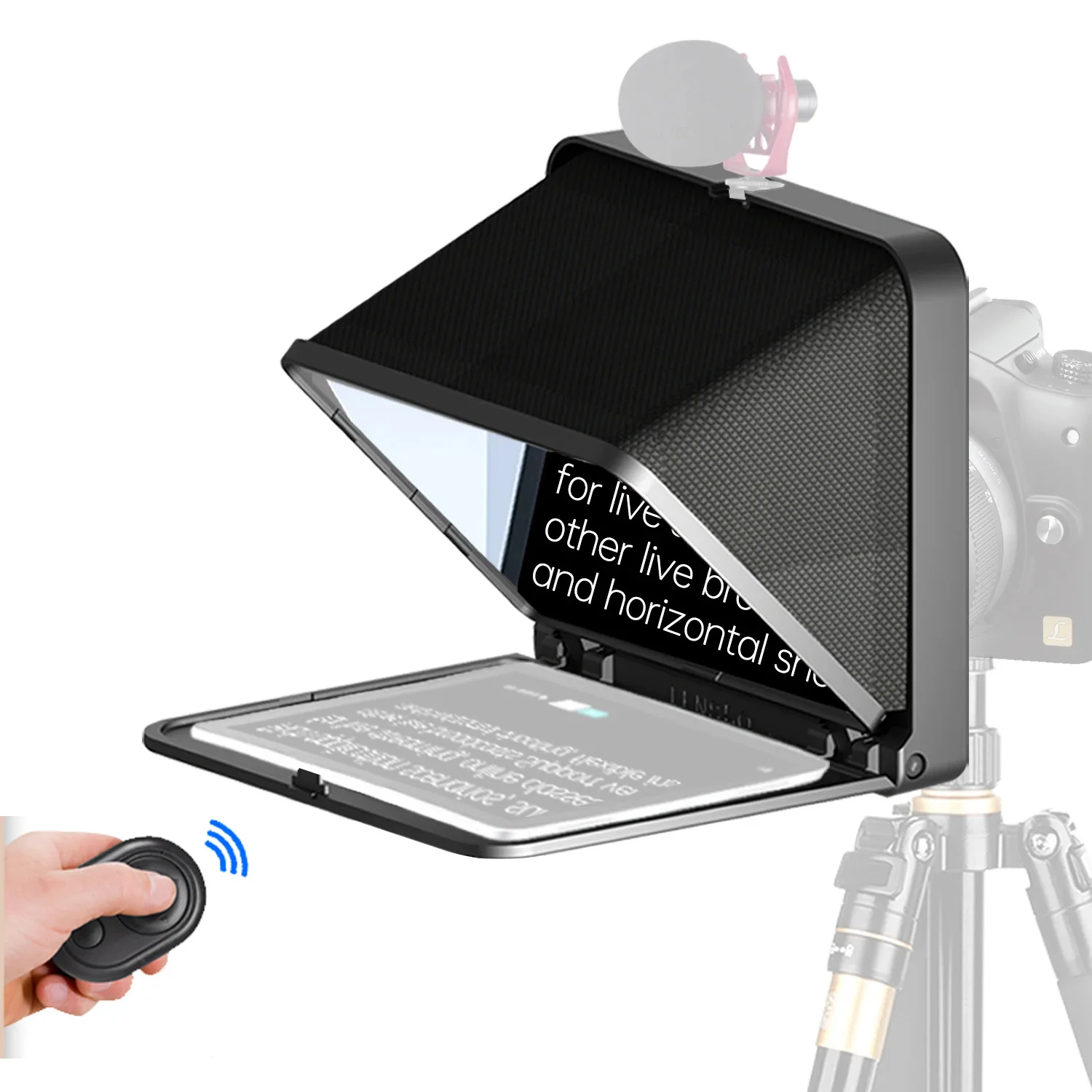 TC7 Teleprompter Portable Prompter For Phone Camera Live Interview Video for 7.9 inch Tablet iPad Smartphone Prompter