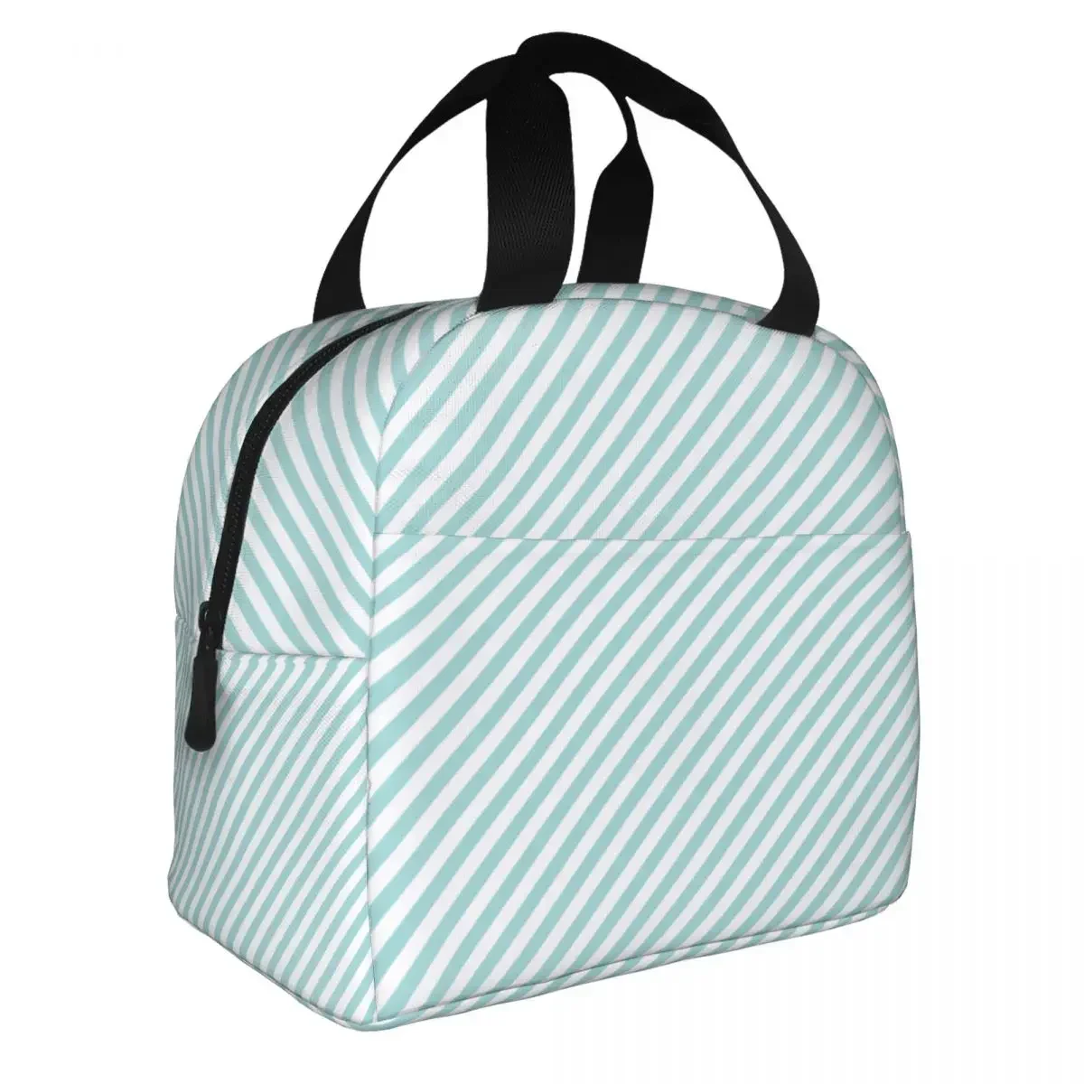 Stripes Blue Lunch Bag Portable Insulated Ox Cooler Thermal Food Picnic Travel Tote for Women Girl