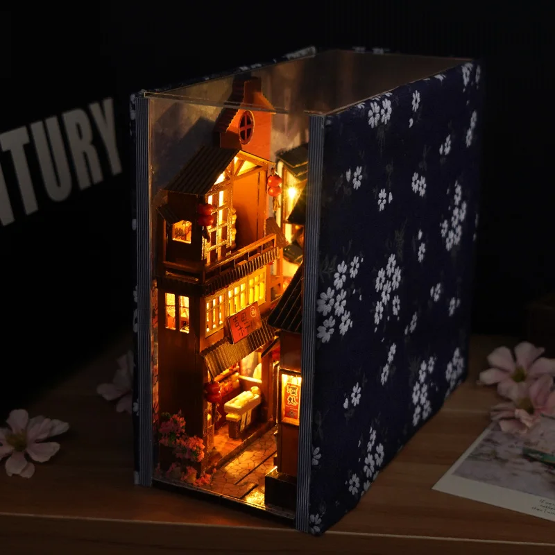 

DIY Book Nook Doll House Miniature Wooden Bookshelf Shelf Insert Booknook Building Home Decoration Dollhouse For Christmas Gift