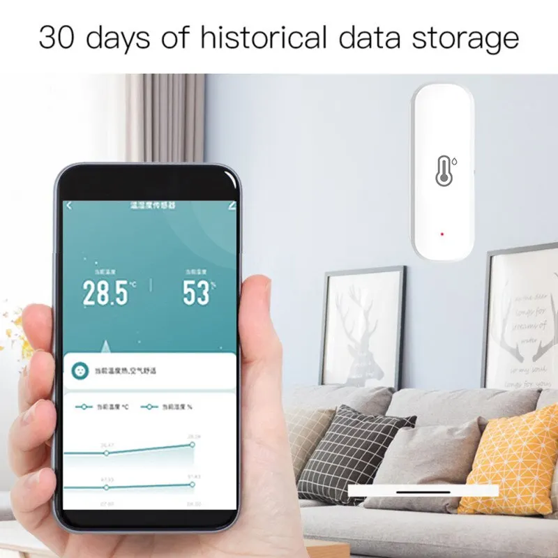 Tuya ZigBee Temperature Humidity Sensor Home Connected Thermometer Compatible With Smart Life Google Home Assistant