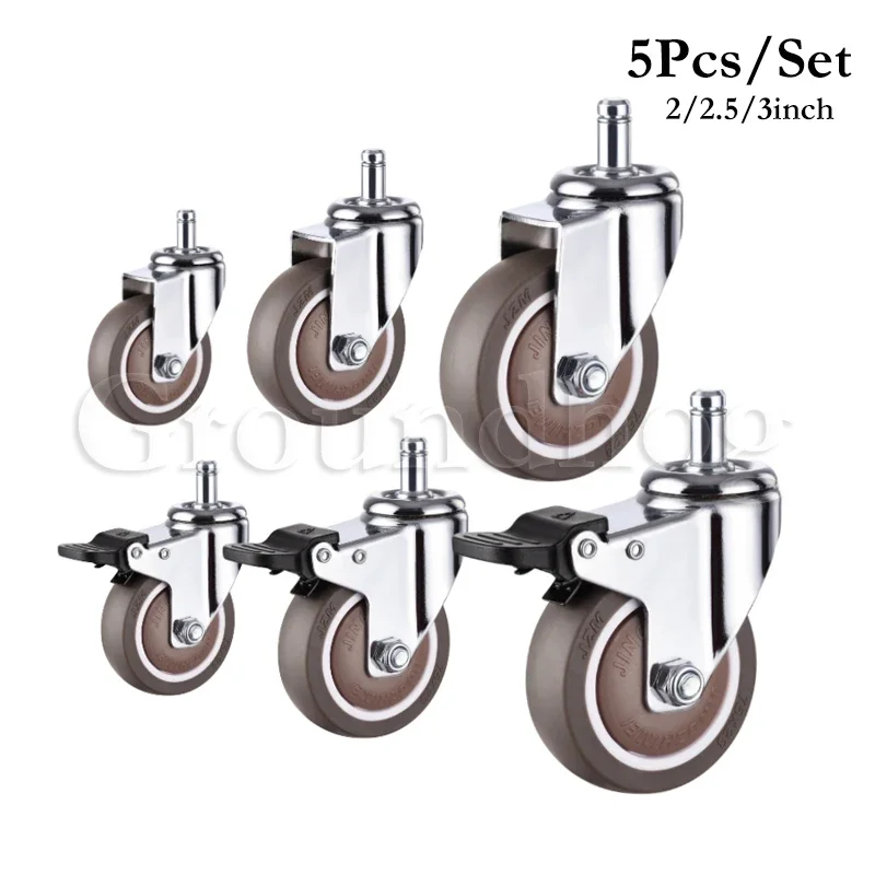 5Pcs Office Chair Wheels M11x20mm Rubber Casters for Hardwood Floors and Carpet, for Chairs to Replacement Office Chair Mats
