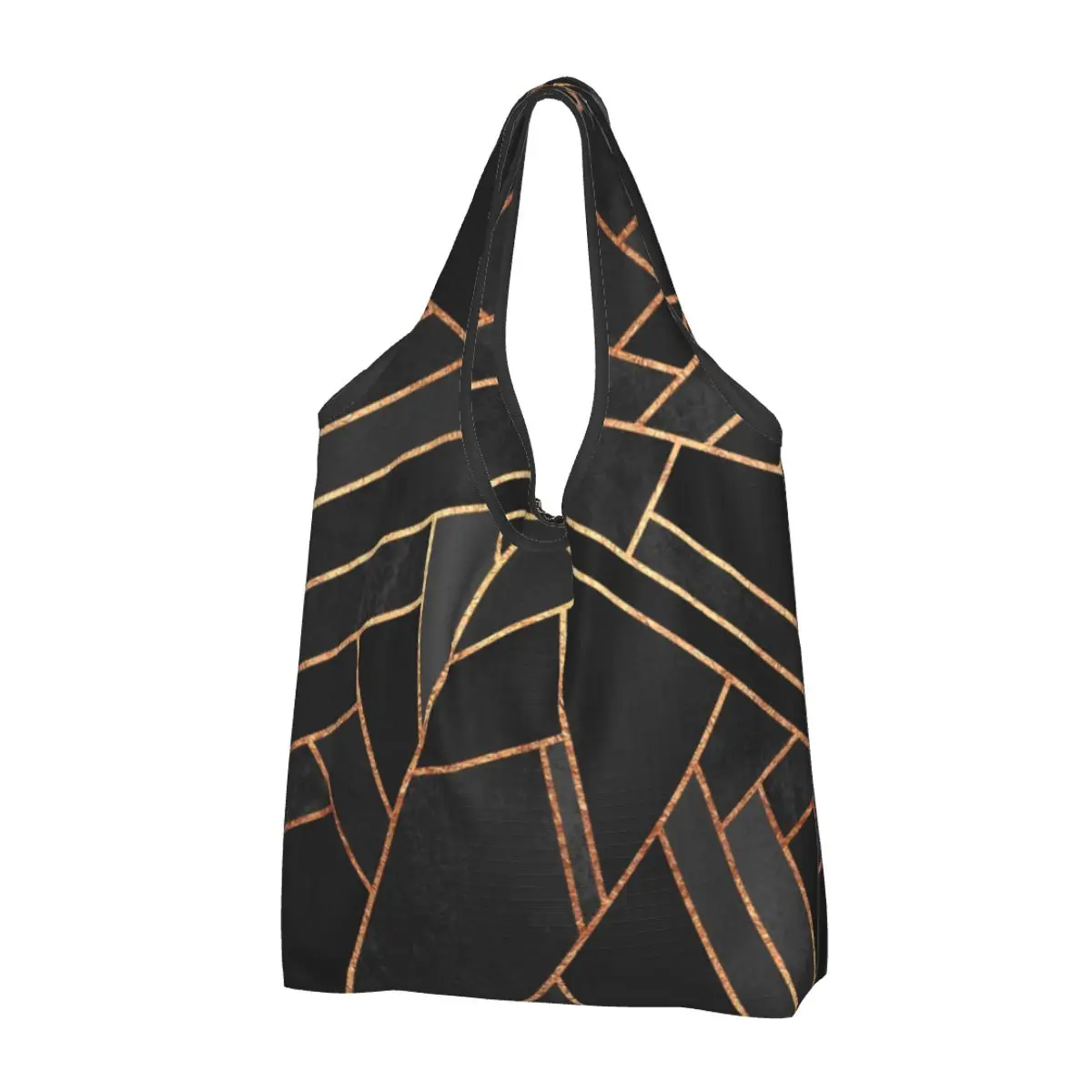 Night Geometric Groceries Shopping Bag Fashion Shopper Shoulder Tote Bag Large Capacity Portable Art Geometry Pattern Handbag