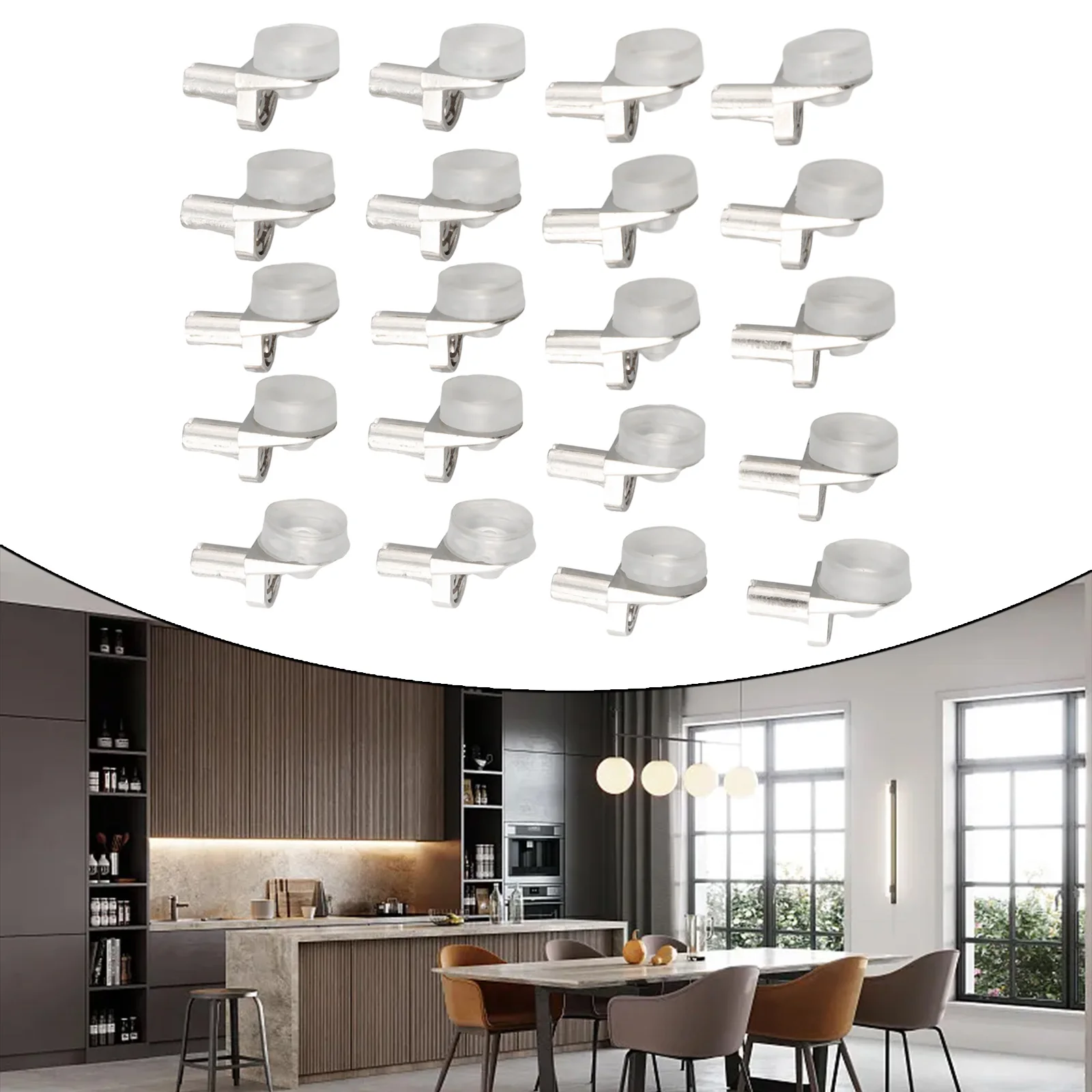 Zinc Alloy Shelf Support Clips 20 Pieces with Suction Cup Brackets for Glass and Wood Furniture Boards Suitable for Cabinets