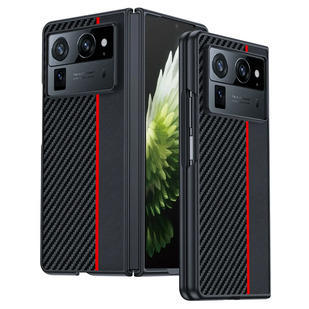 Capa For Tecno Phantom V Fold 2 Case Carbon Fiber Texture PU-Leather Shockproof Phone Cover for Phantom V Fold2 5G Funda
