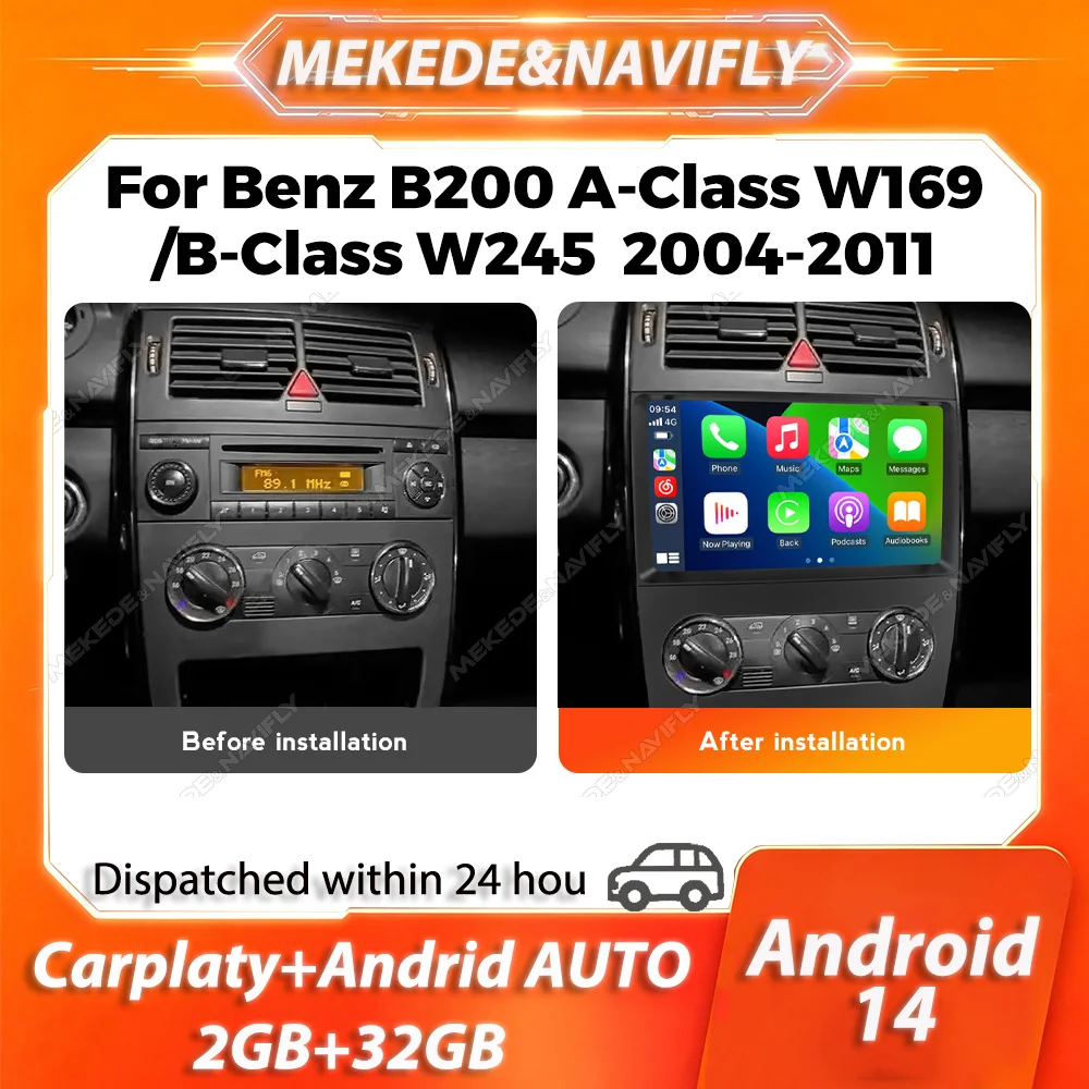 MEKEDE pour Mercedes Benz B200 Classe A B W169 A160 A180 A200 A220 2009-2012 Écran IPS Autoradio Stéréo Système audio intelligent