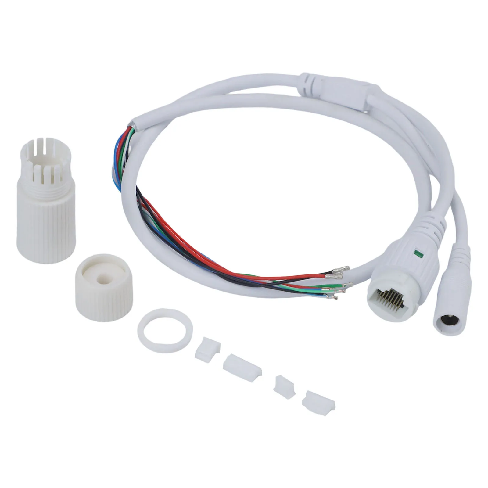 70cm L CCTV IP Camera Cable White Color 4PIN And 2PIN Wires 70cm Length Data And Power Pin Easy Installation PVC Material
