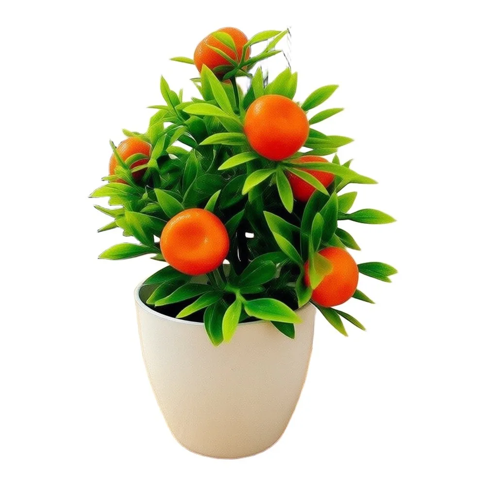 Home Fake Flower Pot Decor Foam Fruit for mini Potted Bonsai Orange Ornaments Pepper Plant Pomegranate Red Fruit New