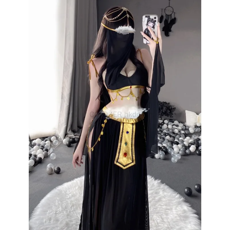 Sexy Goddess Princess Cos Cleopatra Bely Exotic Women Dancer Cosplay Costume Top and Skirt Set for Halloween Cosplay Costume view 3