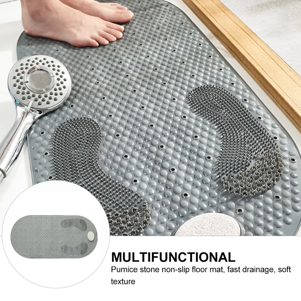 

Bath Mat for Tub Non Slip Anti-slip Massage Foot Pad Floor Suction Cup Bathroom Grey Bathing