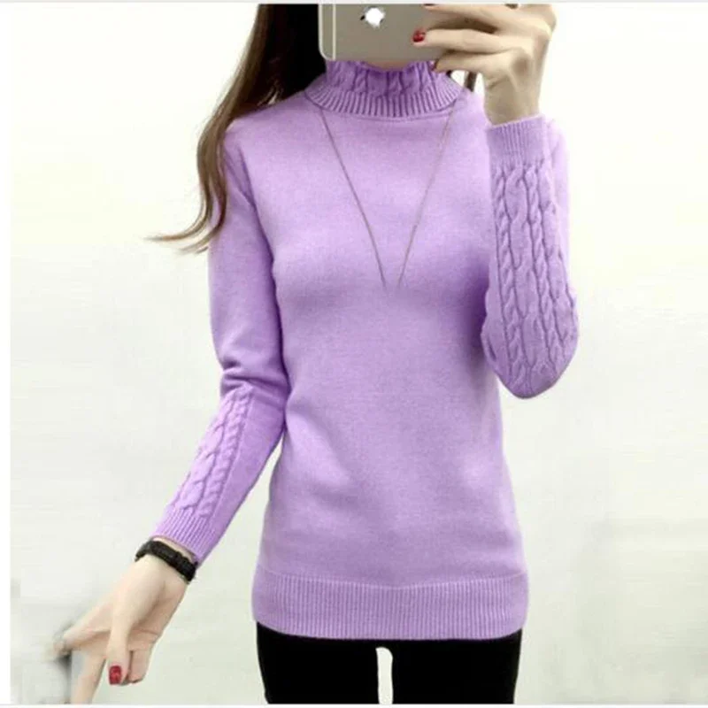 Women Turtleneck Winter Sweater Womens 2024 Long Sleeve Knitted Women Sweaters And Pullovers Female Jumper Tricot Tops QH0760