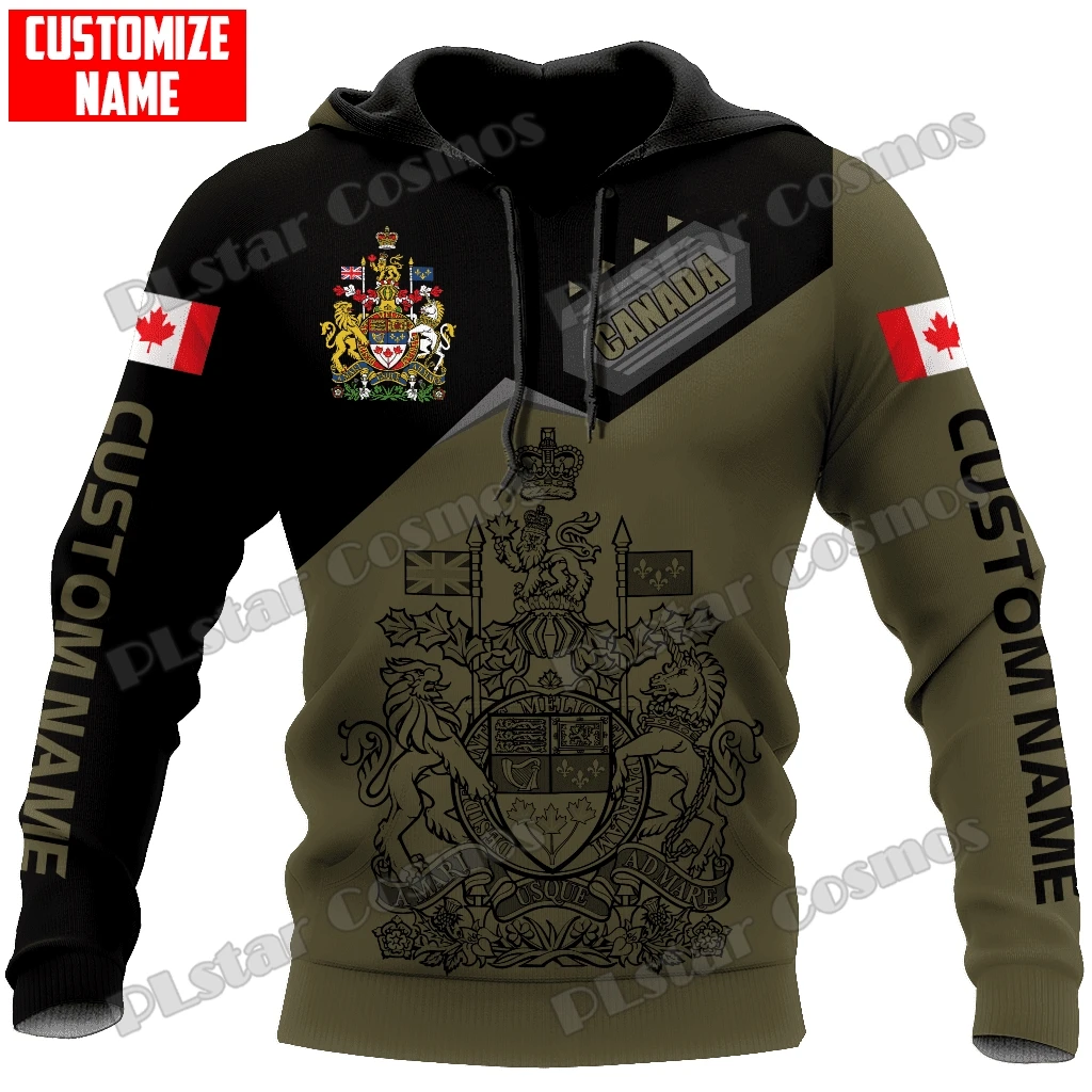 

Пользовательское имя, флаг Канады, пальто рук, мужская толстовка с 3D принтом и толстовка унисекс, повседневный пуловер на молнии, sudadera hombre ADW116